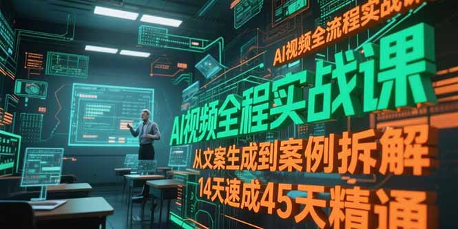 （15172期）AI视频全流程实战课，从文案生成到案例拆解，14天速成45天精通-创安网_汇聚全网热门项目资源