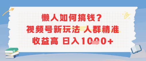 懒人如何搞钱？视频号新玩法，人群精准收益高，日入多张-创安网_汇聚全网热门项目资源