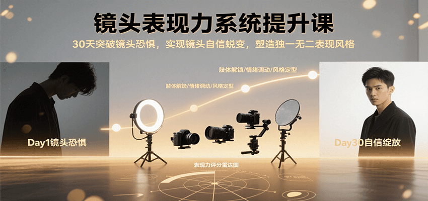 镜头表现力系统提升课，30天突破镜头恐惧实现自信蜕变，塑造独一无二表现风格-创安网_汇聚全网热门项目资源