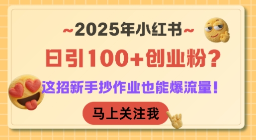 2025年小红书日引100+创业粉？这招新手抄作业也能爆流量！-创安网_汇聚全网热门项目资源