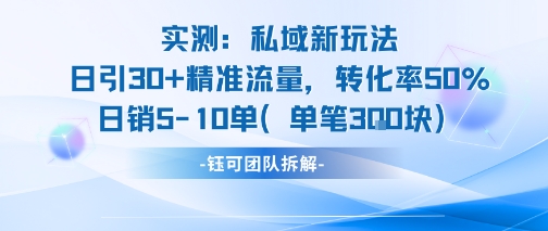 实测私域新玩法日引30加精准流量转化率50%日销5-10单每笔3张-创安网_汇聚全网热门项目资源