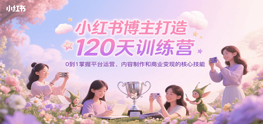 小红书博主打造120天训练营，0到1掌握平台运营、内容制作和商业变现-创安网_汇聚全网热门项目资源