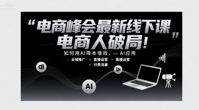 电商峰会最新线下课，电商人破局，如何用AI降本增效，AI应用-全域推广-直播运营-付费流量-创安网_汇聚全网热门项目资源