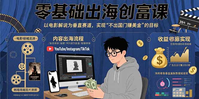 （15709期）零基础出海创富课：以电影解说为垂直赛道，实现不出国门赚美金的目标-创安网_汇聚全网热门项目资源