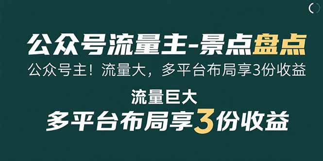 （15553期）公众号流量主-景点盘点 流量巨大 多平台布局享3份收益-创安网_汇聚全网热门项目资源