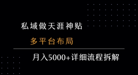 私域做天涯神贴 多平台布局 月入5k+详细流程拆解-创安网_汇聚全网热门项目资源