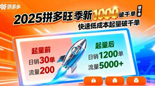 2025拼多多旺季新老店铺——快速低成本起量破千单