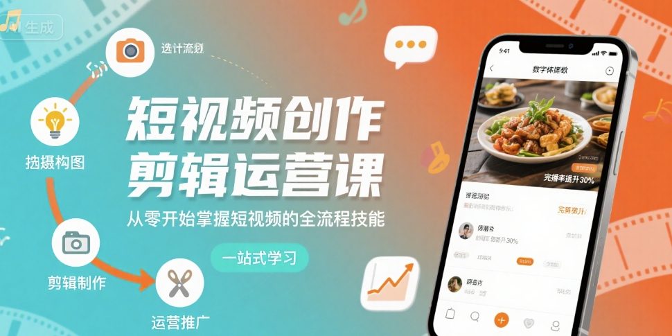 短视频创作剪辑运营课，从零开始掌握短视频的全流程技能-创安网_汇聚全网热门项目资源
