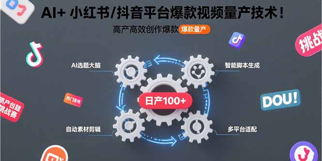 （15624期）AI+小红书/抖音平台爆款视频量产技术：高产高效创作爆款视频！-创安网_汇聚全网热门项目资源