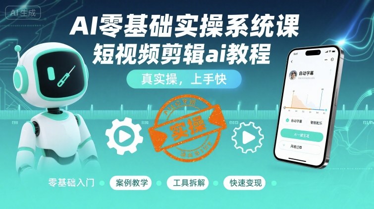 AI零基础实操系统课，短视频剪辑ai教程，真实操，上手快-创安网_汇聚全网热门项目资源