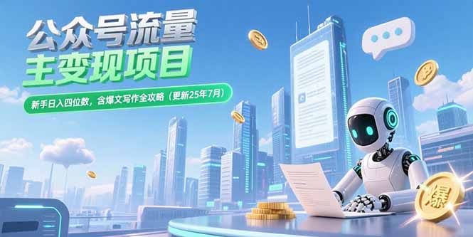 （15412期）公众号流量主变现项目，新手日入四位数，含爆文写作全攻略(更新25年7月)-创安网_汇聚全网热门项目资源