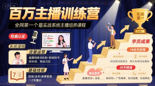 百万主播训练营，全网第一个最实战系统主播培养课程-创安网_汇聚全网热门项目资源