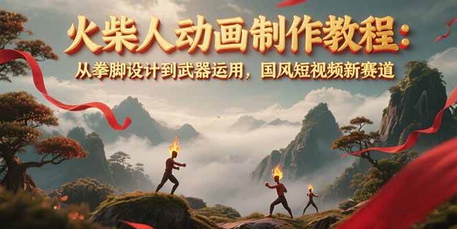 火柴人动画制作教程：从拳脚设计到武器运用，国风短视频新赛道-创安网_汇聚全网热门项目资源