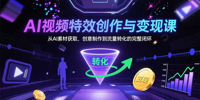 （15587期）AI视频特效创作与变现课：从AI素材获取、创意制作到流量转化的完整闭环-创安网_汇聚全网热门项目资源
