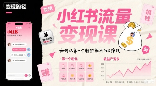 小红书流量变现课，如何从第一个粉丝就开始挣钱-创安网_汇聚全网热门项目资源