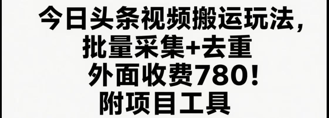 今日头条视频搬运玩法，软件一键去重，轻松日入500+附项目工具-创安网_汇聚全网热门项目资源