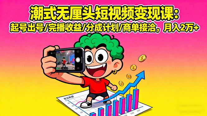 （16023期）潮式无厘头短视频变现课：起号出号/完播收益/分成计划/商单接洽，月入2万+-创安网_汇聚全网热门项目资源