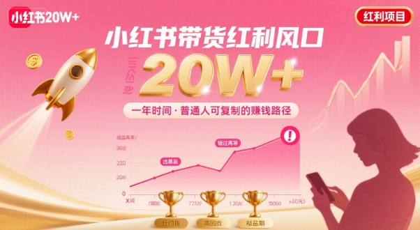 一年时间靠小红书带货项目年入20w+，最不能错的大红利项目-创安网_汇聚全网热门项目资源