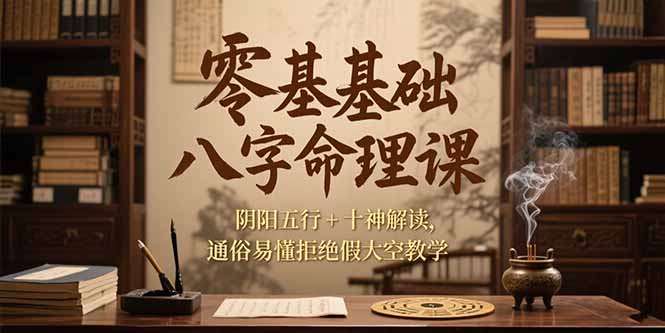 （15283期）零基础八字命理课，阴阳五行+十神解读，通俗易懂拒绝假大空教学-创安网_汇聚全网热门项目资源