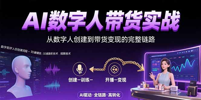 （15548期）AI数字人+带货实战：从数字人创建到带货变现的完整链路-创安网_汇聚全网热门项目资源