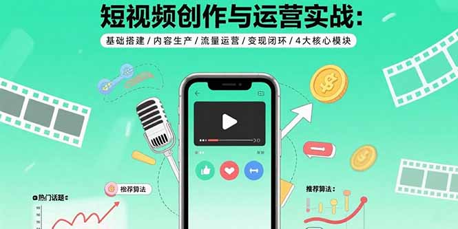 （15819期）短视频创作与运营实战：基础搭建/内容生产/流量运营/变现闭环/4大核心模块-创安网_汇聚全网热门项目资源