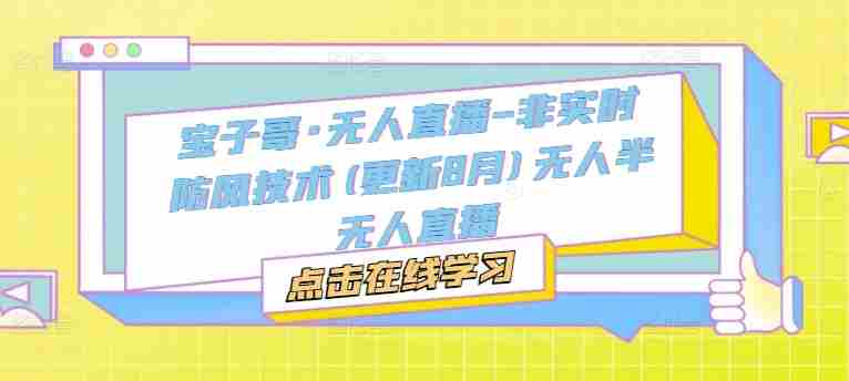 宝子哥·无人直播-非实时防风技术(更新25年9月)无人半无人直播