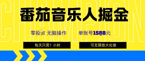 番茄音乐人掘金，单账号最高可撸1k+，可无限矩阵去做，零投入-创安网_汇聚全网热门项目资源