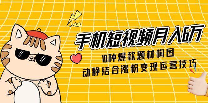 手机短视频月入6万，10种爆款题材构图，动静结合涨粉变现运营技巧-创安网_汇聚全网热门项目资源