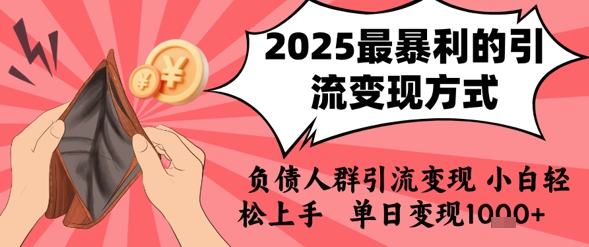 2025年最暴利的引流变现方式，负债人群引流变现，小白轻松上手，日入1k-创安网_汇聚全网热门项目资源