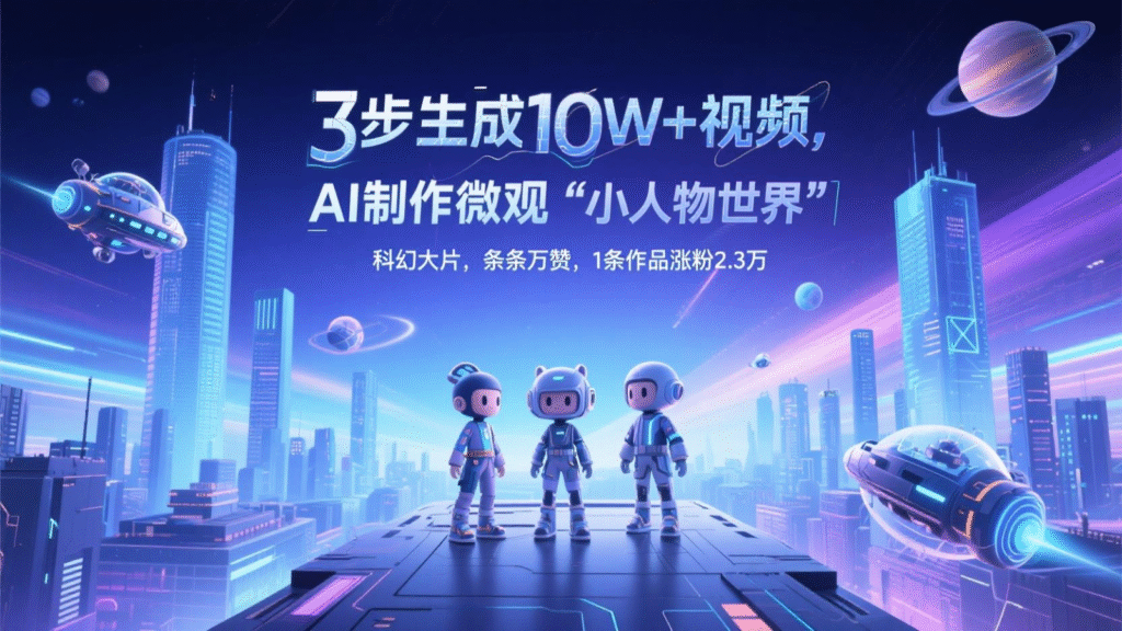 三步生成10W+视频，AI制作微观“小人物世界”科幻大片，条条万赞，1条作品涨粉2.3万