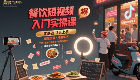 餐饮短视频入门实操课，引爆同城流量，打爆单店-创安网_汇聚全网热门项目资源