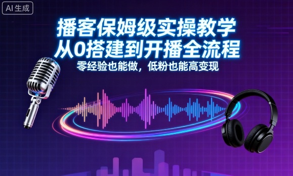 播客保姆级实操教学，从0搭建到开播全流程，零经验也能做，低粉也能高变现-创安网_汇聚全网热门项目资源