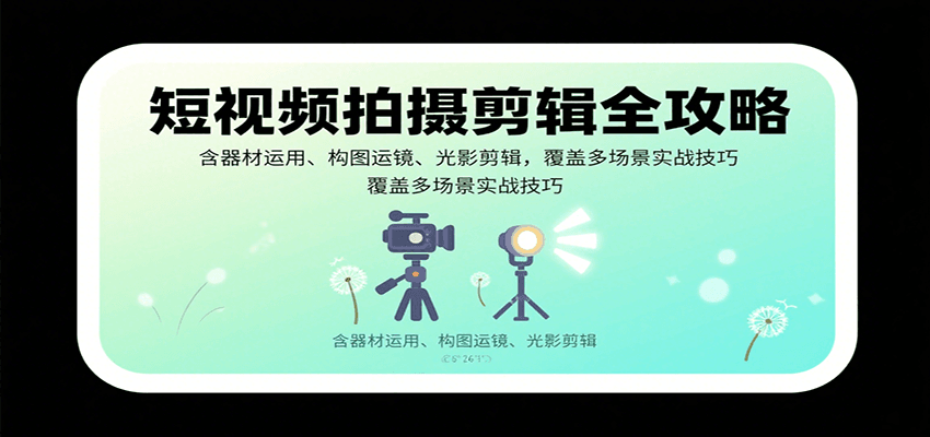 短视频拍摄剪辑全攻略：含器材运用、构图运镜、光影剪辑，覆盖多场景实战技巧-创安网_汇聚全网热门项目资源