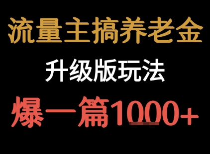 流量主之养老金升级版玩法  爆一篇收益1k+-创安网_汇聚全网热门项目资源