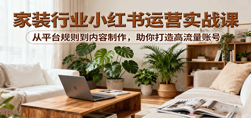 小红书家装行业运营实战课：从平台规则到内容制作，助你打造高流量账号-创安网_汇聚全网热门项目资源