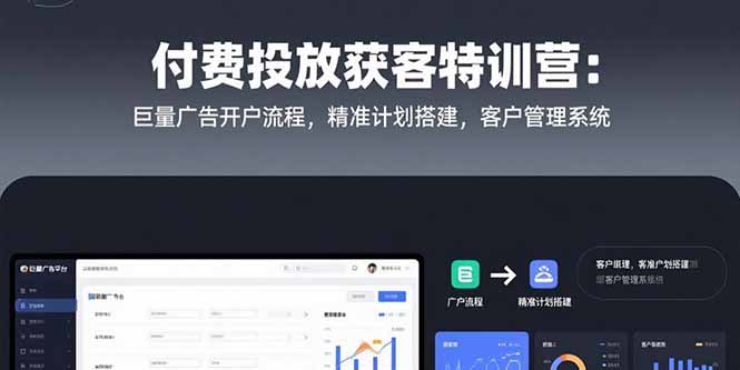 （15426期）付费投放获客特训营：巨量广告开户流程，精准计划搭建，客户管理系统-创安网_汇聚全网热门项目资源