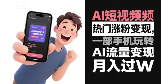 AI短视频热门涨粉变现，一部手机玩转AI流量变现，月入过W-创安网_汇聚全网热门项目资源