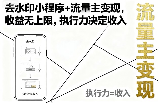 去水印小程序+流量主变现，收益无上限，执行力决定收入-创安网_汇聚全网热门项目资源