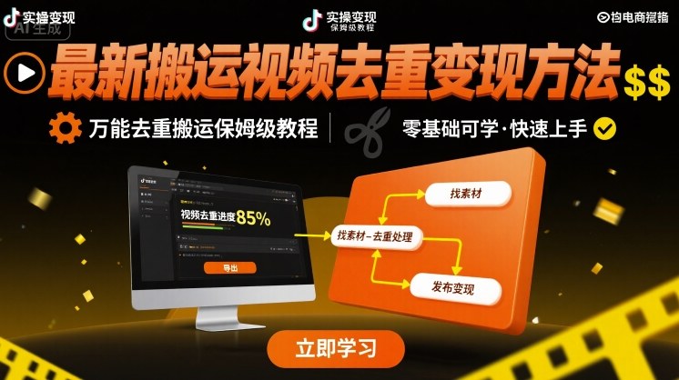 最新搬运视频去重变现方法，万能去重搬运保姆级教程-创安网_汇聚全网热门项目资源