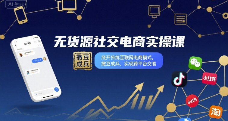 无货源社交电商实操课，绕开传统互联网电商模式，撒豆成兵，实现跨平台交易-创安网_汇聚全网热门项目资源