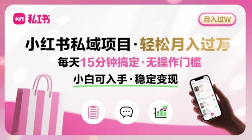 小红书私域项目 月入过W非常轻松 每天15分钟即可搞定，无任何操作门槛，小白可入手-创安网_汇聚全网热门项目资源