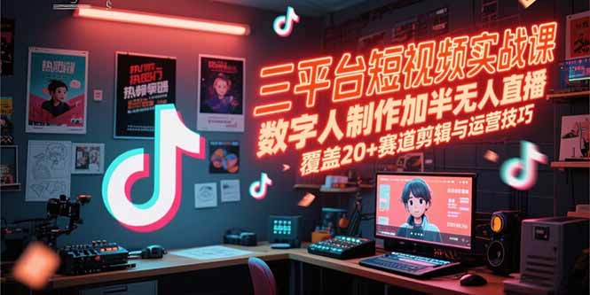 （15265期）三平台短视频实战课，数字人制作加半无人直播，覆盖20+赛道剪辑与运营技巧-创安网_汇聚全网热门项目资源