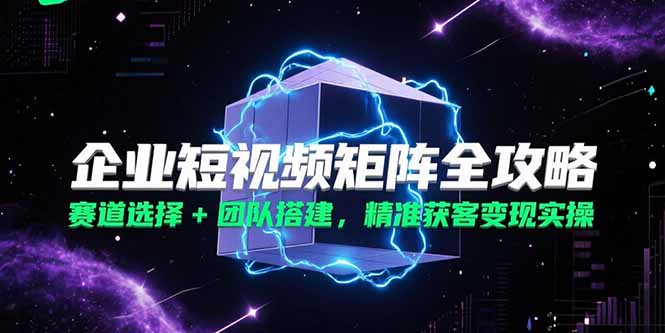 （15242期）企业短视频矩阵全攻略，赛道选择+团队搭建，精准获客变现实操-创安网_汇聚全网热门项目资源