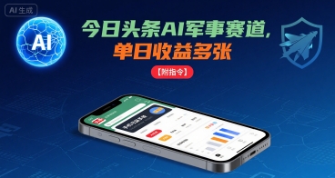 今日头条AI军事赛道，单日收益多张 ，手机可做【附指令】-创安网_汇聚全网热门项目资源