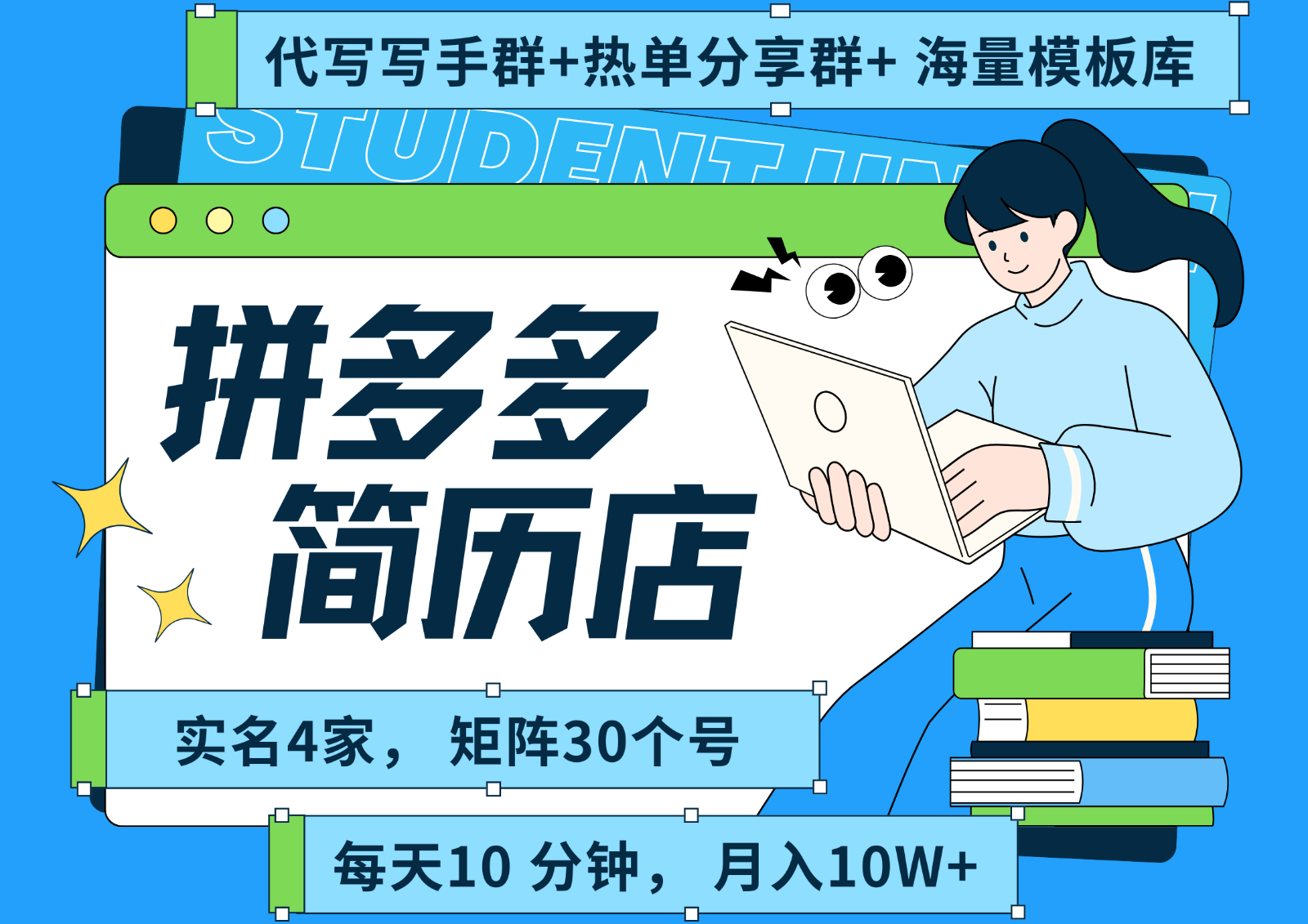 拼多多电商 拼多多 虚拟资料 简历 海报代写 全SOP流程 毫无保留分享（含后端资料）-创安网_汇聚全网热门项目资源