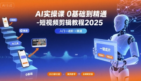 AI实操课0基础到精通-短视频剪辑教程2025-创安网_汇聚全网热门项目资源