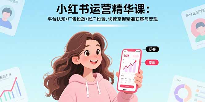 （15795期）小红书运营精华课：平台认知/广告投放/账户设置,快速掌握精准获客与变现-创安网_汇聚全网热门项目资源