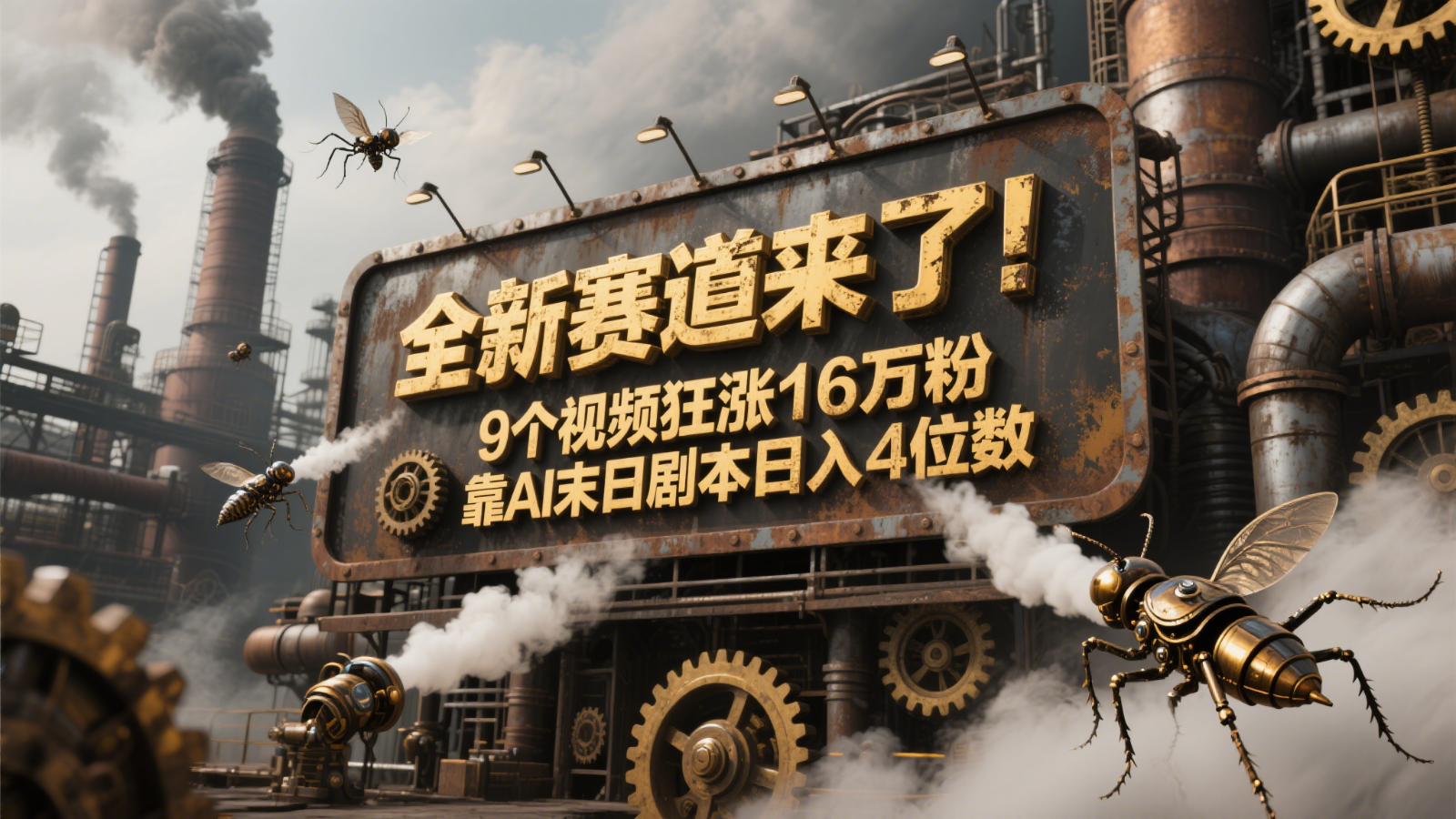 全新赛道来了！9个视频狂涨16万粉，靠AI末日剧本日入4位数，评论区爆肝追更！-创安网_汇聚全网热门项目资源