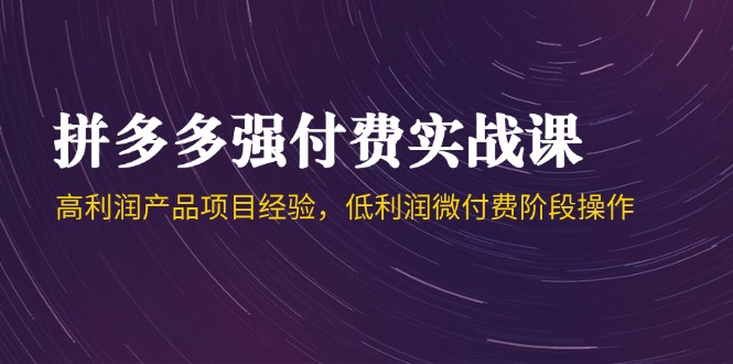 （14874期）拼多多强付费实战课-44期，高利润产品项目经验，低利润微付费阶段操作-创安网_汇聚全网热门项目资源