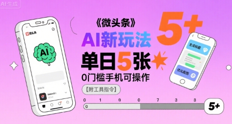 微头条AI新玩法，小白单日5张+，0门槛手机可操作【附工具指令】-创安网_汇聚全网热门项目资源